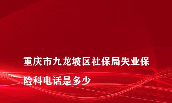 
重庆市九龙坡区社保局失业保险科电话是多少
