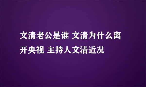 文清老公是谁 文清为什么离开央视 主持人文清近况