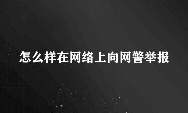 怎么样在网络上向网警举报