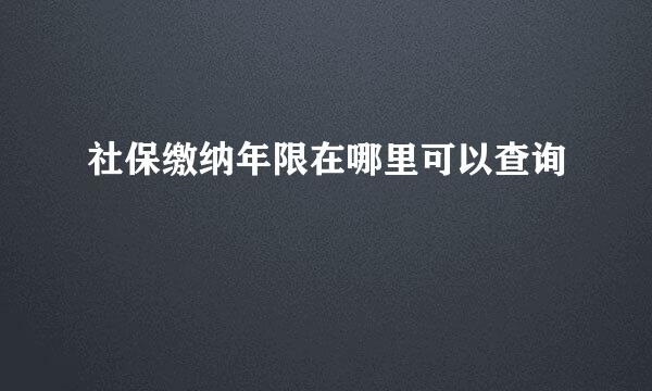 社保缴纳年限在哪里可以查询