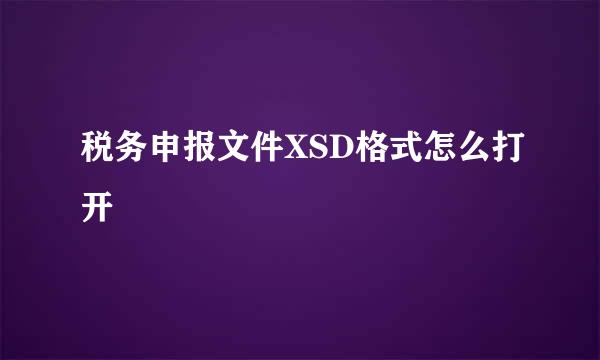 税务申报文件XSD格式怎么打开