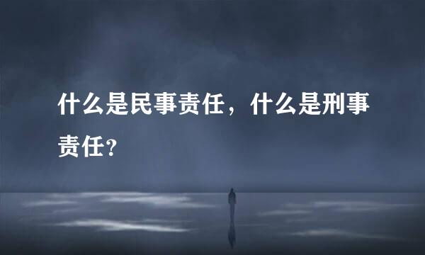 什么是民事责任，什么是刑事责任？