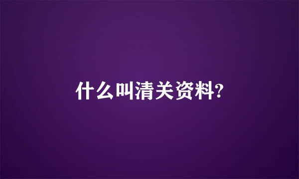 什么叫清关资料?