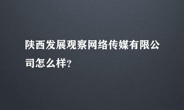 陕西发展观察网络传媒有限公司怎么样？