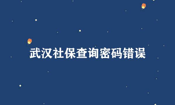 武汉社保查询密码错误