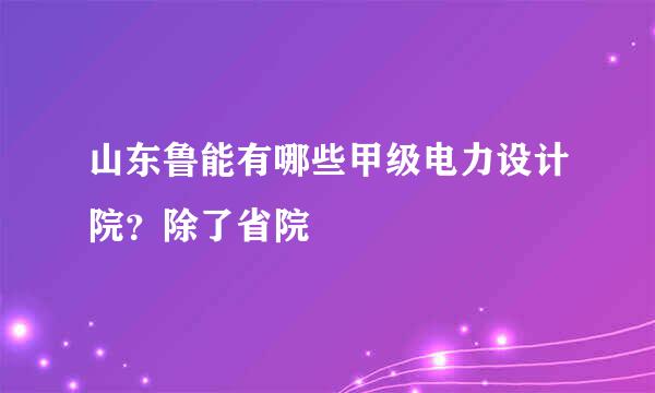 山东鲁能有哪些甲级电力设计院？除了省院