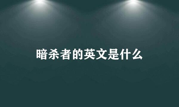 暗杀者的英文是什么