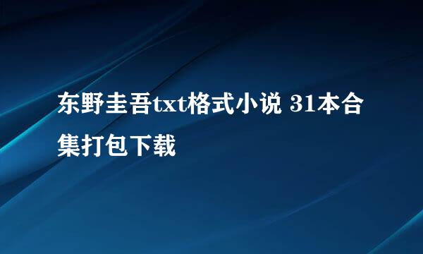 东野圭吾txt格式小说 31本合集打包下载