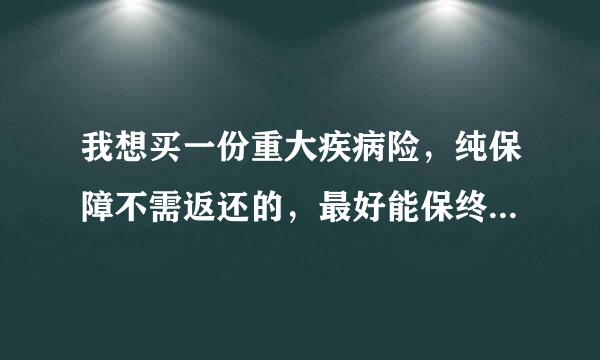 我想买一份重大疾病险，纯保障不需返还的，最好能保终身，保额30-40万.有没有符合我要求的险种？