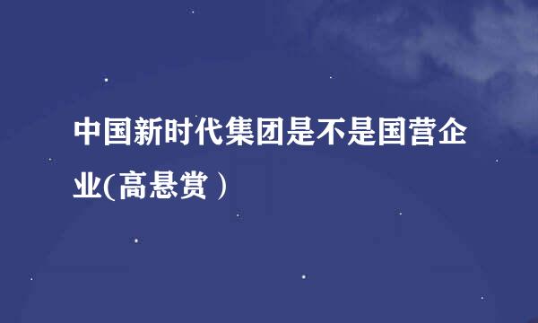 中国新时代集团是不是国营企业(高悬赏）