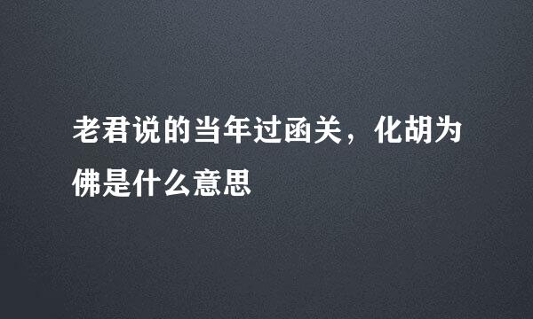 老君说的当年过函关，化胡为佛是什么意思