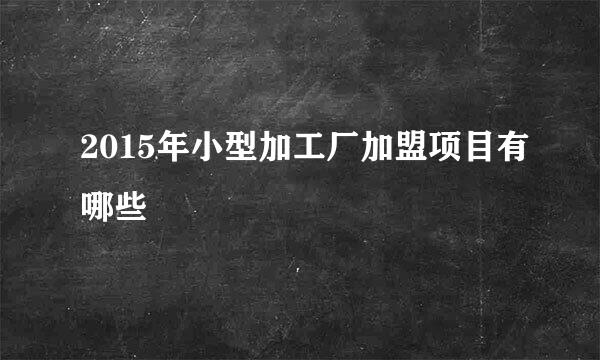 2015年小型加工厂加盟项目有哪些