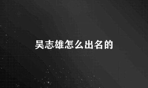 吴志雄怎么出名的