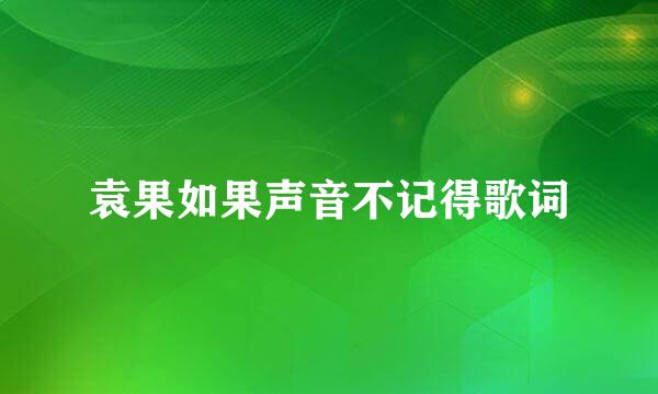 袁果如果声音不记得歌词