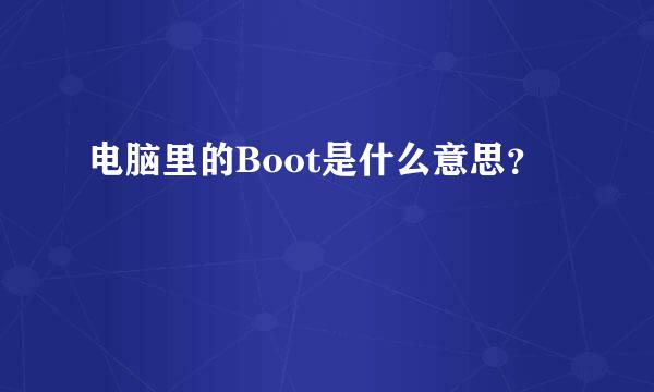 电脑里的Boot是什么意思？