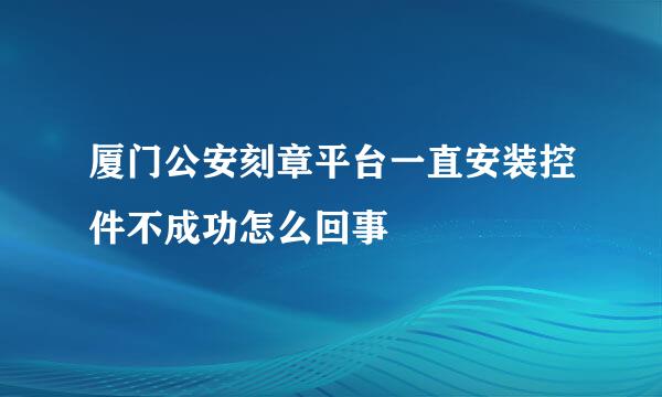 厦门公安刻章平台一直安装控件不成功怎么回事