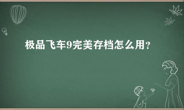 极品飞车9完美存档怎么用？