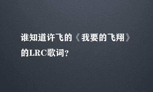 谁知道许飞的《我要的飞翔》的LRC歌词？