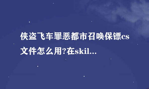 侠盗飞车罪恶都市召唤保镖cs文件怎么用?在skillie‘小忠里的。