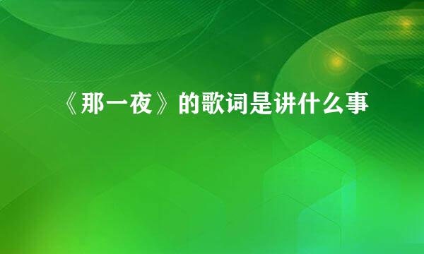 《那一夜》的歌词是讲什么事