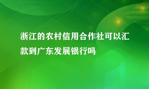 浙江的农村信用合作社可以汇款到广东发展银行吗