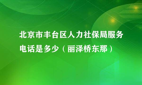 北京市丰台区人力社保局服务电话是多少（丽泽桥东那）