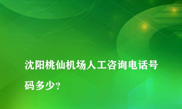 
沈阳桃仙机场人工咨询电话号码多少？
