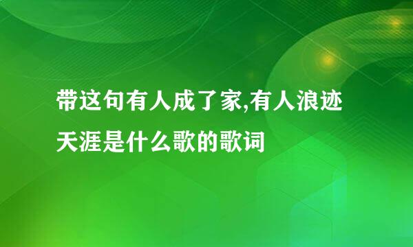 带这句有人成了家,有人浪迹天涯是什么歌的歌词