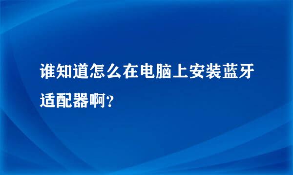 谁知道怎么在电脑上安装蓝牙适配器啊？