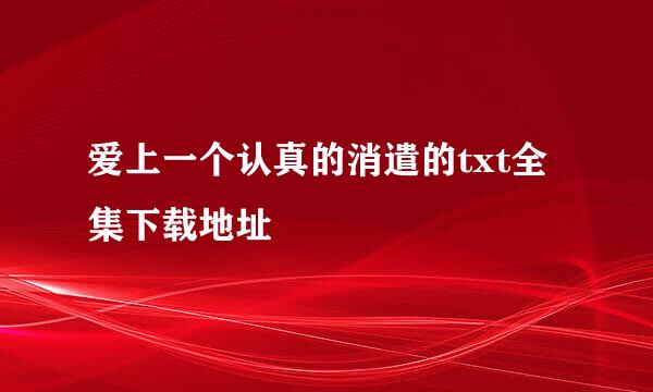 爱上一个认真的消遣的txt全集下载地址