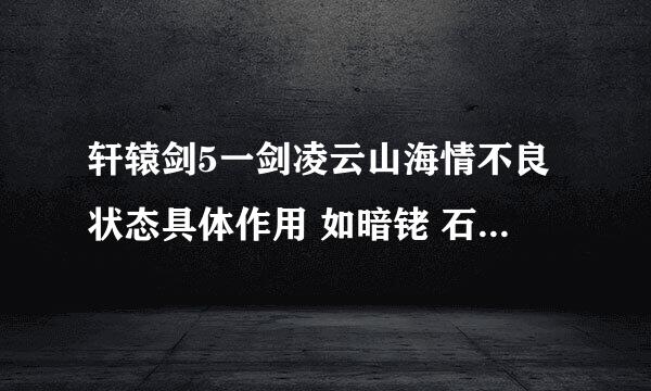 轩辕剑5一剑凌云山海情不良状态具体作用 如暗铑 石化 是封什么的