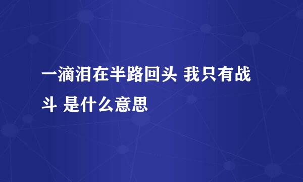 一滴泪在半路回头 我只有战斗 是什么意思