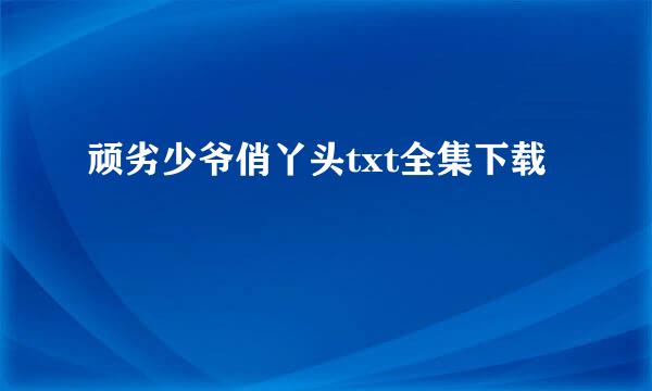 顽劣少爷俏丫头txt全集下载