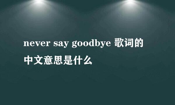 never say goodbye 歌词的中文意思是什么