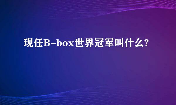 现任B-box世界冠军叫什么?