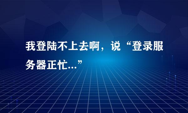 我登陆不上去啊，说“登录服务器正忙...”