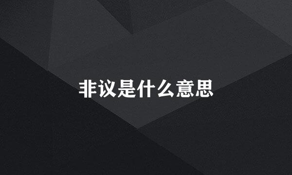 非议是什么意思