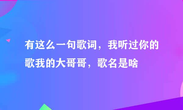 有这么一句歌词，我听过你的歌我的大哥哥，歌名是啥