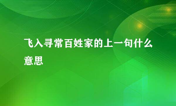 飞入寻常百姓家的上一句什么意思