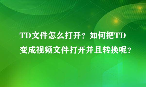 TD文件怎么打开？如何把TD变成视频文件打开并且转换呢？