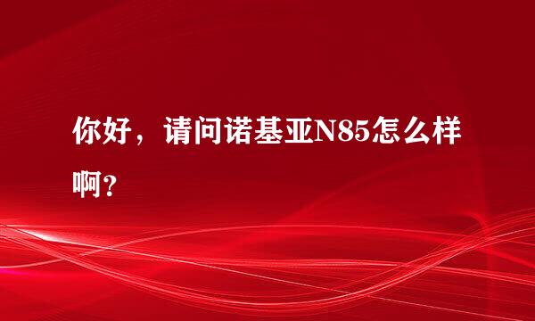 你好，请问诺基亚N85怎么样啊？