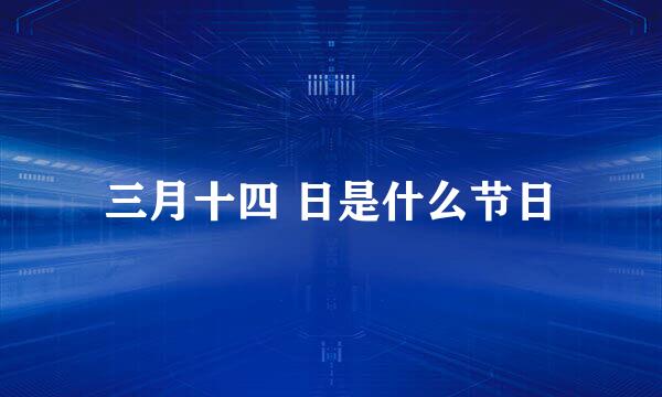 三月十四 日是什么节日