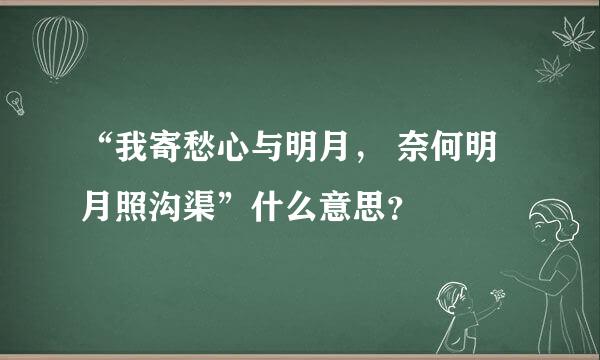 “我寄愁心与明月， 奈何明月照沟渠”什么意思？