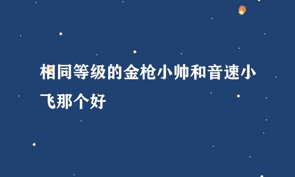 相同等级的金枪小帅和音速小飞那个好