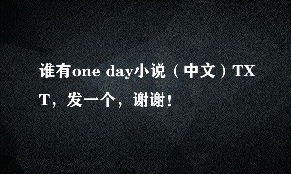 谁有one day小说（中文）TXT，发一个，谢谢！