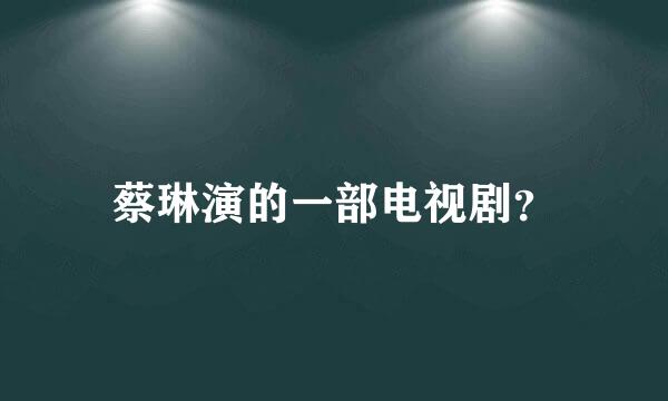 蔡琳演的一部电视剧？