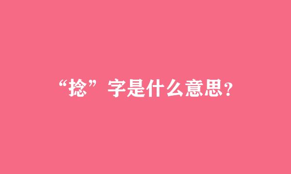 “捻”字是什么意思？