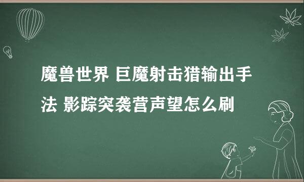 魔兽世界 巨魔射击猎输出手法 影踪突袭营声望怎么刷