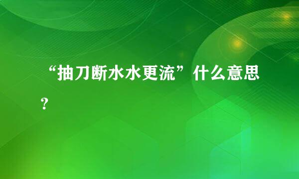 “抽刀断水水更流”什么意思？