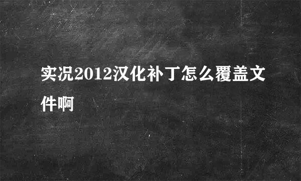 实况2012汉化补丁怎么覆盖文件啊